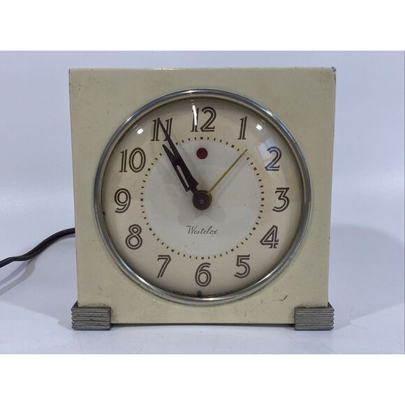 Vtg Metal Deco Logan S5-F Westclox Electric Alarm Clock Tested And Working 1940s - Picture 2 of 15